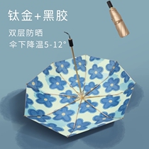 Japan CK parasol womens summer retro sun umbrella double sunscreen UV barometer dual-use folding and portable