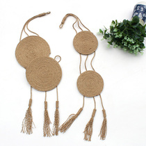 Kindergarten home wall wall hanging DIY retro style handmade round hemp rope plate decorative pendant creative charm