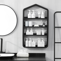 Bathroom shelf Wall-mounted cosmetics storage rack Bathroom free hole plastic sink toilet supplies
