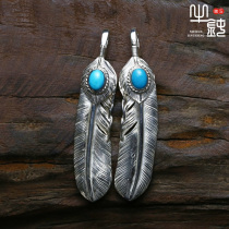 The silver pine feather pendant 925 pure silver American sleeping beauty hand - wrapped silver decoration