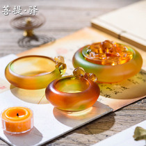 Ancient glass free series Goldfish candlestick sandalwood stove Amber ghee lamp holder plate incense burner incense plug