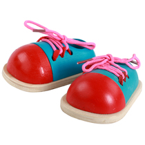 Montessori teaching aids Life training lacing shoelaces Childrens educational wooden shoes Kindergarten 3-6 years old toy shoe board