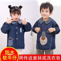 Baby cowboy dirty clothes childrens anti-clothing boys and girls apron soft cowboy coat baby food clothes