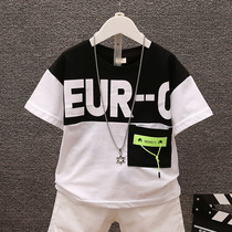 Boy short sleeve T-shirt pure cotton 2022 new children dress foreign air collage blouses CUHK Tong Summer loose Compassionate 7