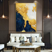 Oil painting hand-painted large gold foil Blue Coast porch corridor hanging painting modern light luxury sofa background wall decorative painting