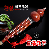 New Art Mahogany Seven Hole Gourd Silk Professional Performance Musical Instrument C Tune Primary School Student Lowering B Tune Beginner G Tune F Tone