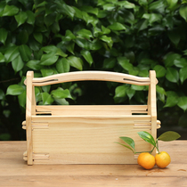 Craftsman wood home solid wood pine portable basket Japanese retro home kitchen wooden fruit basket vegetable basket storage basket