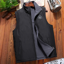 Middle-aged waistcoat mens autumn and winter velvet thickened coat Large size warm vest Middle-aged dad waistcoat horse clip