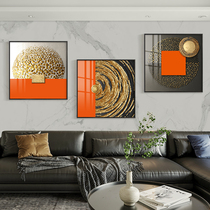 Modern light luxury living room decoration painting Atmospheric office hanging painting sofa background wall mural abstract orange high-end painting