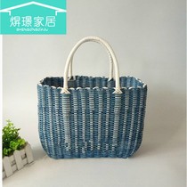 Flower rattan light rattan basket out breathable pastoral handmade waterproof handmade basket to buy vegetables plastic woven bamboo knitting