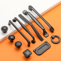 American matte black cabinet handle Modern simple wardrobe door handle High-grade solid cabinet drawer handle European style