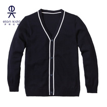 Eaton Gide school uniform boy navy blue cotton knitted sweater cardigan primary and secondary school students slim 09M114