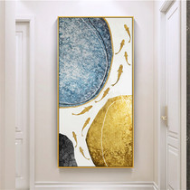 Handmade oil painting porch decorative painting aisle murals hanging paintings light luxury gold foil Stone to run nine fish pictures to attract wealth feng shui