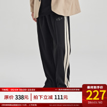 PCLP Metal Cards White Edge Webbing Long Pants National Tide Card Spring Autumn Season Loose Straight Barrel Casual Pants Man