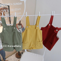 Baby pure cotton strap shorts Korean baby dress 2022 new leisure loose pants for boys and girls