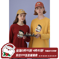 square houlest homemade 2021 spring long sleeve T-shirt couples round neck cotton harbor style loose top