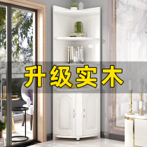 Solid wood corner cabinet corner cabinet modern simple corner triangle storage cabinet living room bedroom corner shelf