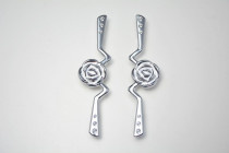 Rose Handle Modern Fashion Left and Right Paired Wardrobe Door Handle Silver White Oil Rose Handle