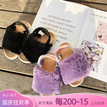 Hong Kong chick blogger zui love rabbit hair fashion girl baby hair shoes autumn winter shoes