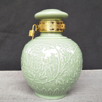 Jingdezhen ceramic bubble wine bottle wine altar 3 catty poplar Yang Mei Doral pure color Home sealed empty wine jug Deposit Wine Jar