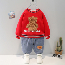 Boy set spring and autumn 2021 new childrens clothing children 2 children 3 years old foreign fashion spring clothes baby two sets