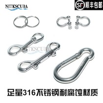 NiteScuba Knight 316 stainless steel single head hook Double head hook Diving elephant wire drawing wheel hook buckle universal hook