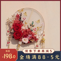 Xuetingfang bride Chinese immortalized flower wedding fan gift box Flower craft wedding hand-held handmade girlfriend gift