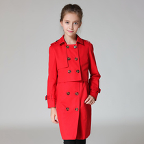 European and American fashion boutique children's clothing girls fall winter double-breasted slim two-piece trench coat children Joker cotton coat