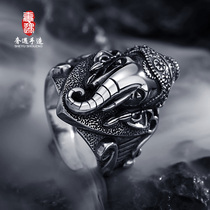 LRER extravagant ring male elephant 925 sterling silver Thai opening male tide single hip hop ring food finger ring