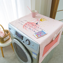 Nordic Ins Fire Flak Roller Washing Machine Cover Cloth Art Dust Cover Single Door Open Fridge Lid Buvan with a cover towel cloth