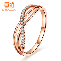 Xia diamond ring female 18K gold rose Golden diamond ring female ring personality twisted Wall diamond ring jewelry tide