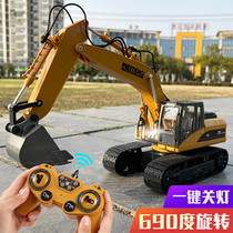 Children boy remote control excavator toy car alloy large number charging motion wireless digging hook machine 2021 new