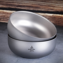 l Range Rover outdoor pure titanium double-layer anti-scalding titanium bowl camping picnic light easy to carry healthy and unscented rice bowl 500ml