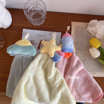 ins can hang Star hand wipe towel coral velvet absorbent towel household kitchen rocket hand towel small hanging towel