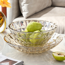 Glass fruit plate living room household coffee table Net red light luxury ins style simple candy dried fruit snack plate basin decoration