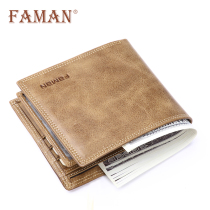 Wallet Men's Short Leather Youth Horizontal Wallet Vintage Head Cowhide Japanese Korean Leather Wallet Thin Wallet