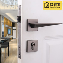 Yibaili American gray black indoor bedroom door lock modern silent magnetic split lock light luxury golden door lock