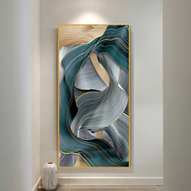 Hand-painted abstract oil painting vertical cloud sea artistic conception porch hanging painting light luxury gold foil aisle living room background wall decorative painting