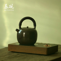 Mu Yan Japanese electric pottery stove cooking teapot hand-made rough pottery lifting beam tea tea ceremony kung fu tea set household kettle