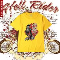 European and American tide cards short sleeves T-shirt dark black rock and skull punk retro couples t-shirt male big code pattern customizable