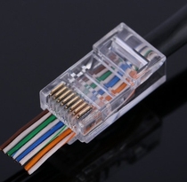 Factory direct sales super five 8-core 8P8C network crystal head through-hole perforated pure copper gold-plated crystal head 50