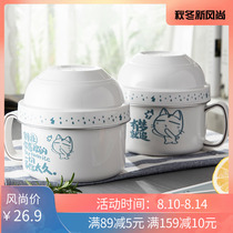 304 stainless steel double insulation lunch bowl folding bowl with cover students to cook meal and separate the working family