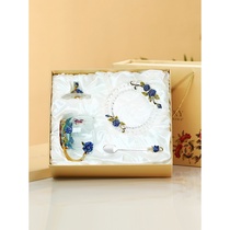 Creative enamel cup home unleaded glass tea ceremony flower tea cup female cute tea cup with lid set