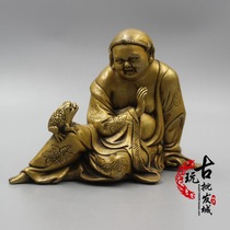 Antique Miscellaneous antique bronze brass banghai Opera Gold Chan looking for financial Jinbao home decoration Collection Collection