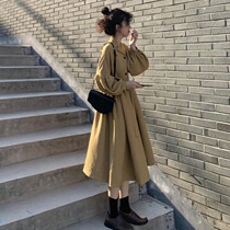 2021 summer new Korean version of the long little man over the knee trench coat womens fashion coat loose thin coat