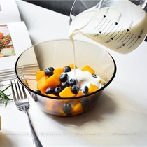 Thickened heat-resistant Brown tempered glass bowl noodle bowl instant noodle bowl microwave salad bowl steamer multi-purpose bowl