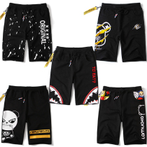 Hong Kong trendy brand bronzing panda printing five-point pants mens casual shark sports pants plus size beach pants shorts