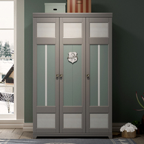 Wardrobe modern simple household bedroom cabinet two-door three-door swing door childrens wardrobe solid wood American wardrobe