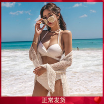Swimsuit white goddess Bikini Three sets of women 2019 new sexy size breasts to woo holiday hooded sweatshirt