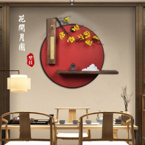 New Chinese style entrance wall decoration door background wall Guest restaurant wall Round solid wood Zen three-dimensional pendant